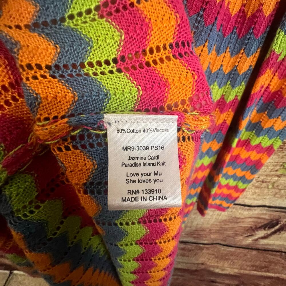 Show Me Your Mumu Jazmine Cardi Paradise Island Knit Rainbow Duster Coverup Med - Picture 7 of 7